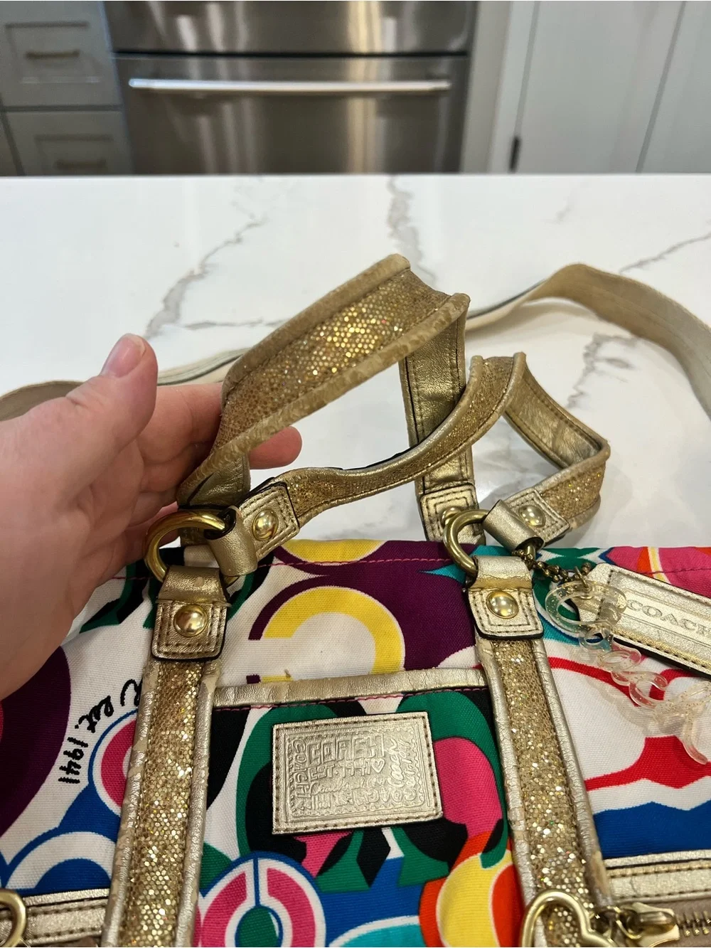 Coach Rare Poppy Pop C Glam Spotlight Colorful Signature Shoulder Handbag Tote